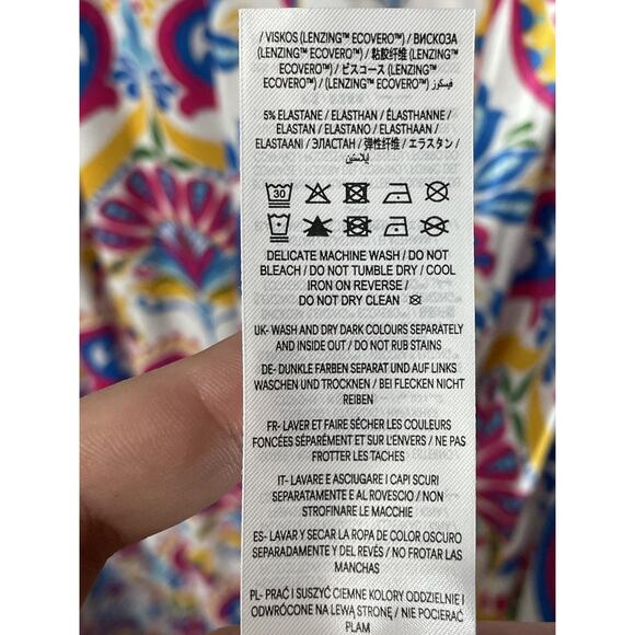 Boden Dress Womens 10 Blue Multicolor Olympia Jersey Maxi Paisley V-Neck D1155 - Picture 8 of 9